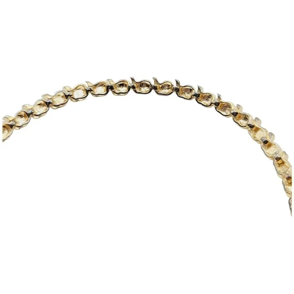 Sterling Silver Gold‎ Vermeil 925 Women’s Tennis Bracelet With Heart Charm 7